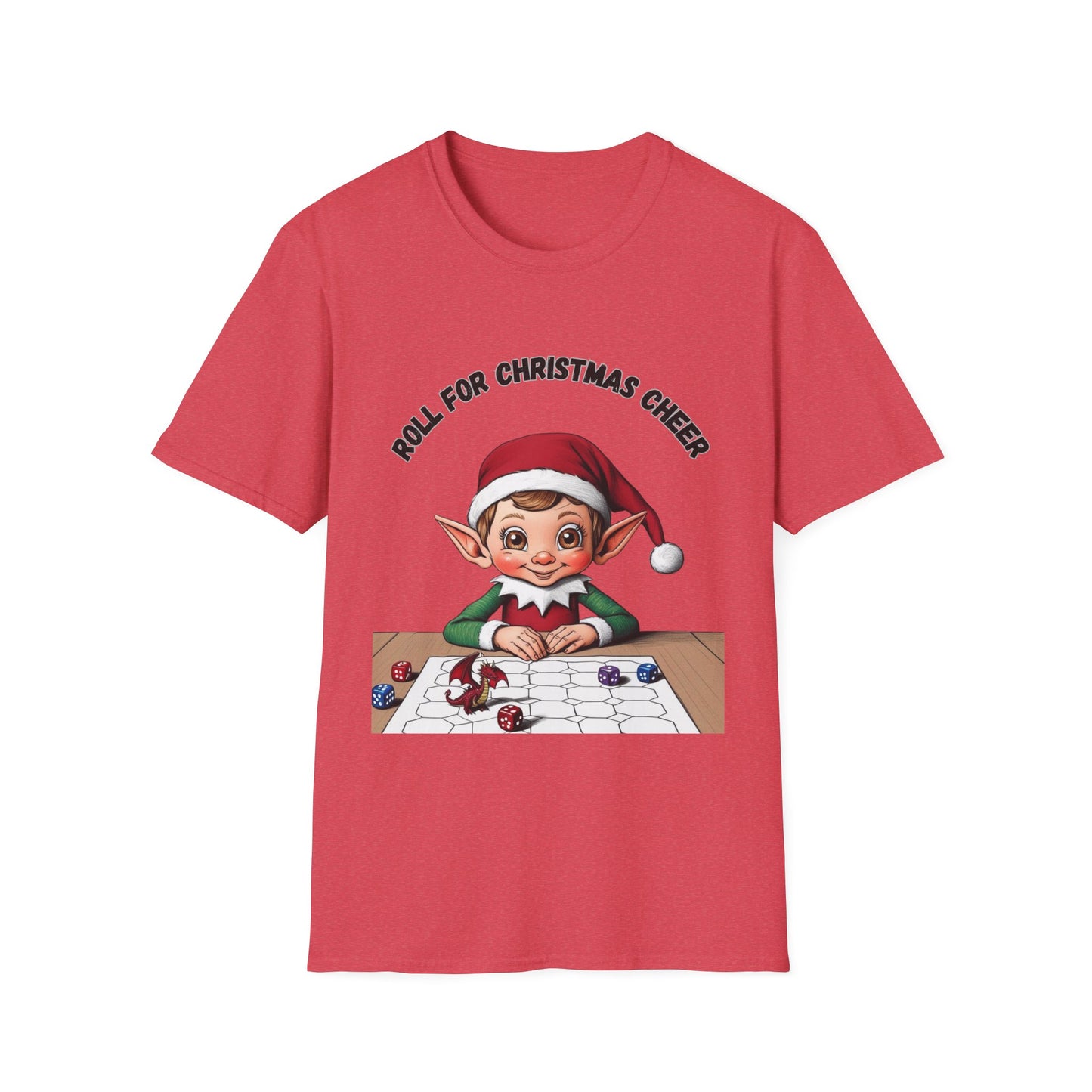 Funny Christmas Elf Unisex Softstyle T-Shirt, Dungeons and Dragons Game Night Tee, Holiday Elf Shirt, Christmas Elf Costume, DnD Elf Gift