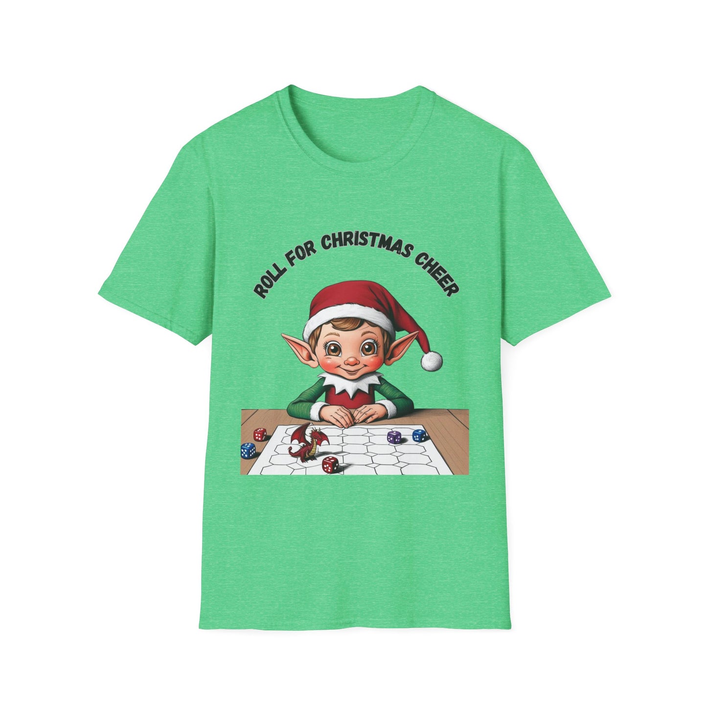 Funny Christmas Elf Unisex Softstyle T-Shirt, Dungeons and Dragons Game Night Tee, Holiday Elf Shirt, Christmas Elf Costume, DnD Elf Gift